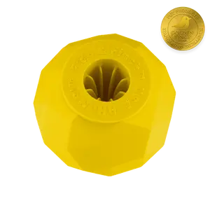 Rhombi Small Yellow Chew Toy for Puppies & Small Dogs - FDA-Approved, BPA-Free, Chew-Resistant, Safe Medical-Grade Material, Optimized Yellow Color, 2¼" Size, Includes Carrying Bag