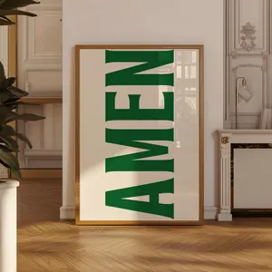 Amen Print, Jesus Typography Poster, Trendy Christian Wall Art, Retro Poster, Religious Wall Decor, Green Christian Poster, Christian Gifts