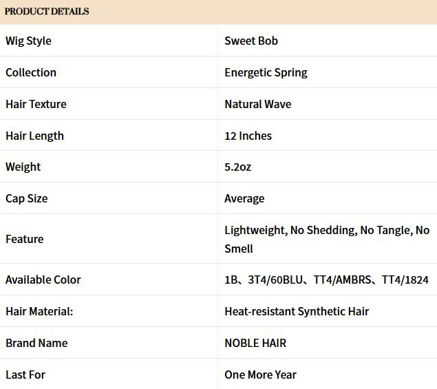 Noble Natural Wave 12 inches Short Curly BOB Hair Wigs Ombre Color Synthetic Wig