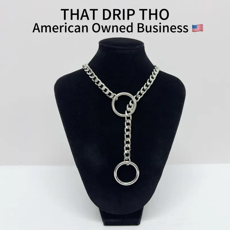 ThatDripTho Double O-Ring Slip Chain Choker Necklace - Durable Adjustable Choker for Couples, GF, BF, Unisex, Multi-Functional Accessory for Daily Wear
