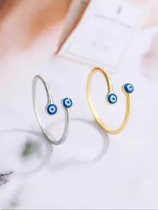 Unique 925 Silver Color Dual Evil Eye Ring, Mystical Design, Perfect Gift for Parties & Festivals, Exclusive Style, One-Of-A-Kind