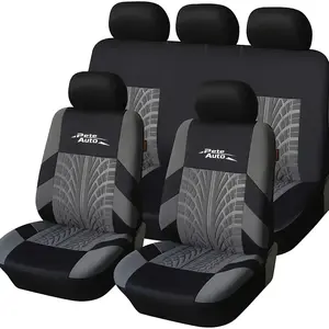 5-Seat Universal Embroidered Car Seat Covers | Full Surround Design with Unique Tire Print | Stylish Interior Upgrade & Seat Protection | All-Season Use | Fits Most Vehicles | Easy to Install