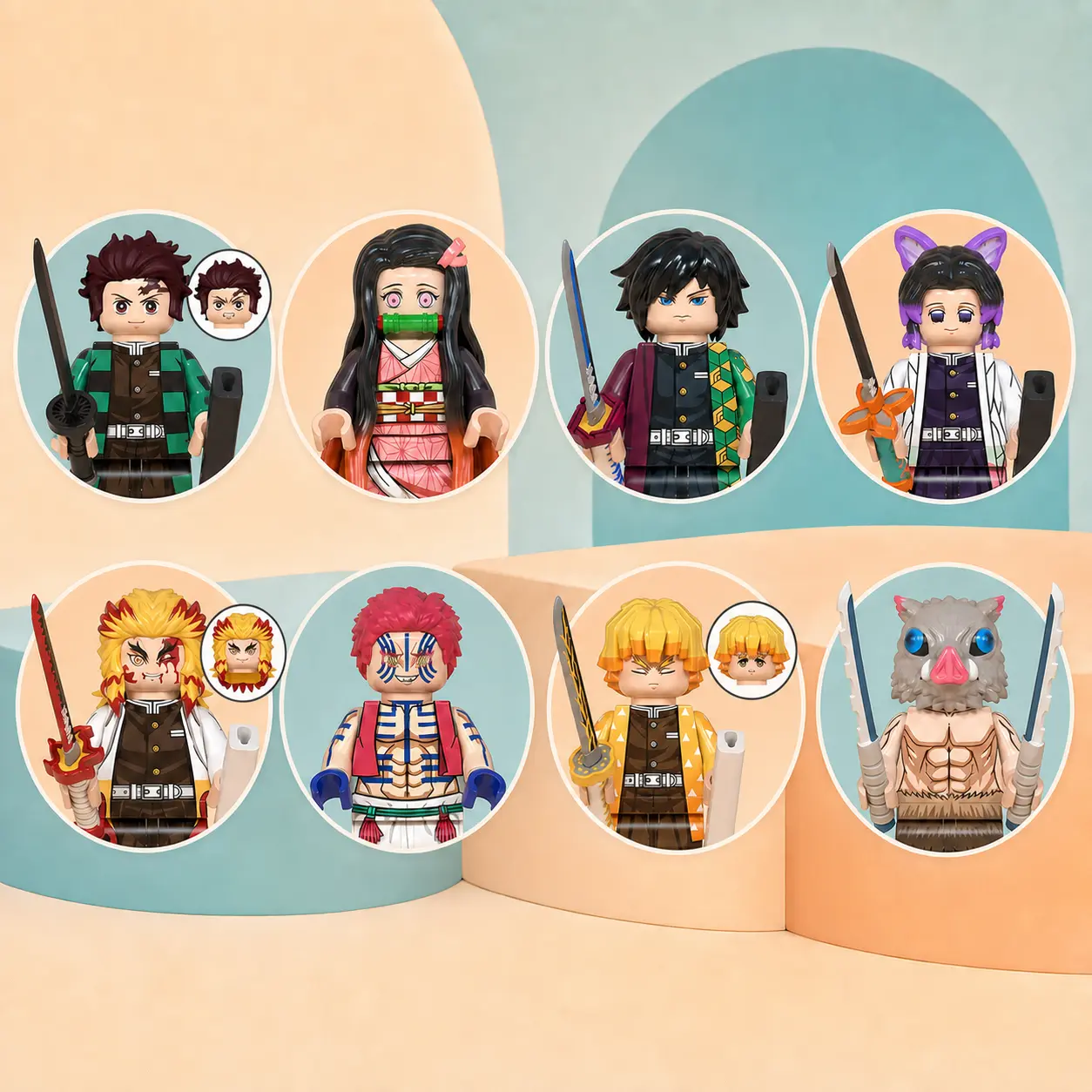 8 PCS ABS Plastic Collectible Action Figure Blocks Playset - Mini Figurine Model - Detailed, Colorful Design - Ideal for Anime Collect Fans' Display or Play