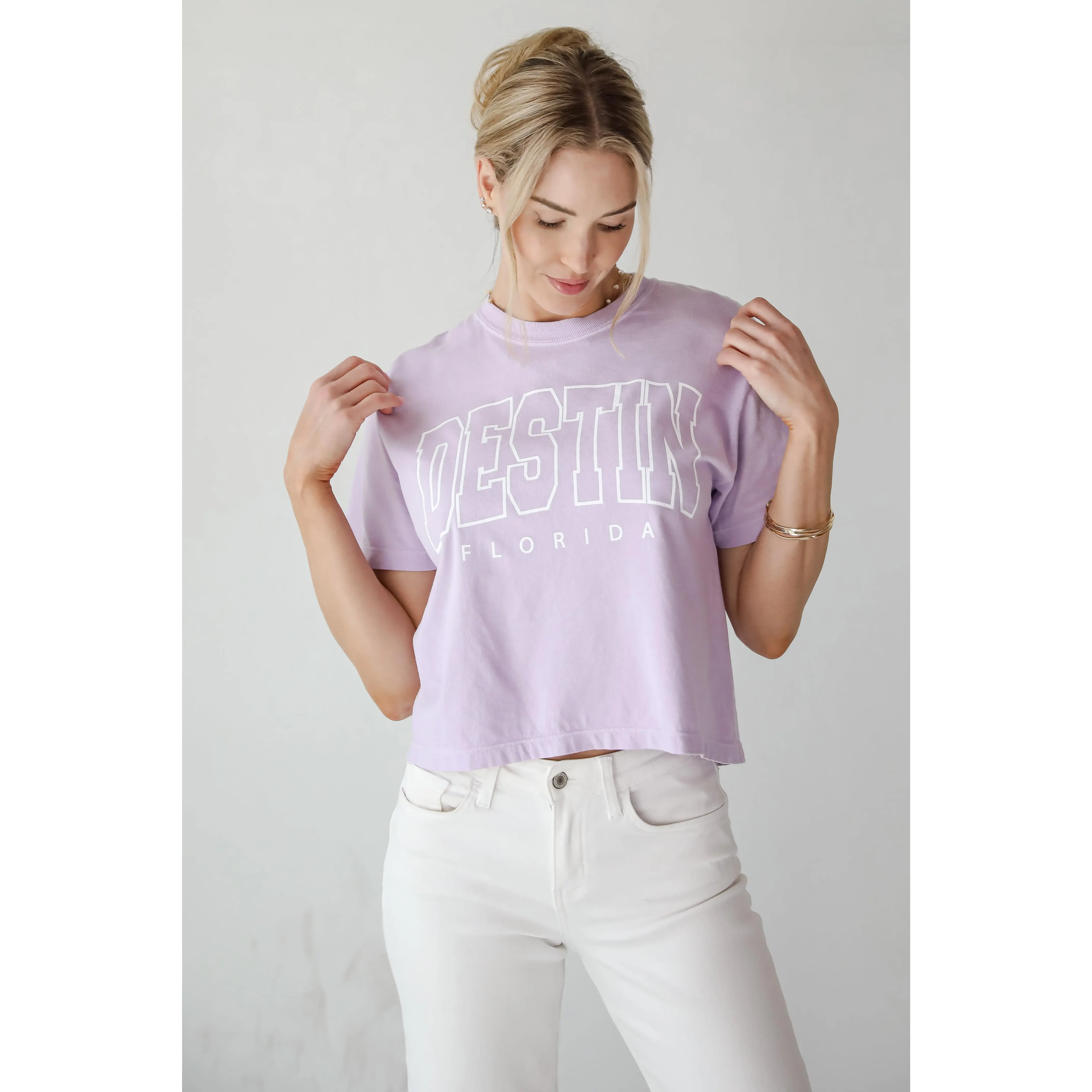 Lavender Destin Florida Cropped Tee