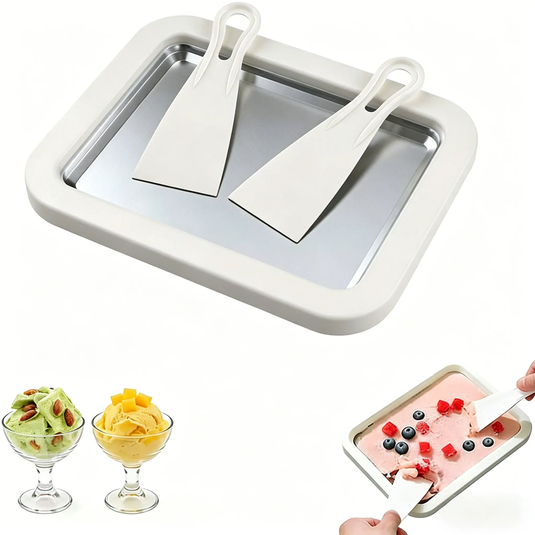 Rolled Ice Cream Maker Kit, Soft Serve Ice Cream maker,Perfect for Frozen Yogurt, and More Food grade stainless steel ice cream roll machine for Family Fun and Easy Homemade Desserts