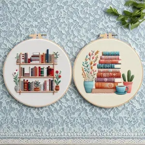 Book & Potted Plant Embroidery Kit DIY Cross Stitch Set For Beginners Includes Tools And Supplies Creative Crafting