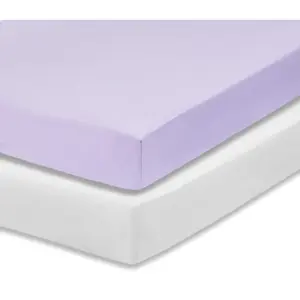 White/Lavender 2-Pack Fitted Crib Sheets