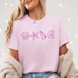 Comfort Colors SeaShell TShirt, Preppy Beach T-Shirt, Gift for Teen Girls, Coastal Aesthetic Tee, Oversized Ocean Lover SeaShell T-Shirt -Ahri Clothing