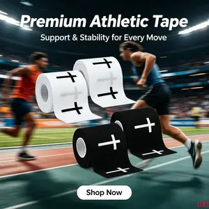Cross Pattern Cotton Athletic Tape, 2x23 Ft Roll, Multi Sport Wrist And Joint Support Wrap for Soccer Training And Daily Fitness, Breathable Durable Practical Outdoor Sports Accessory