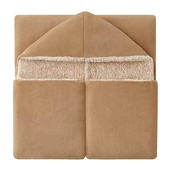 COZY HOODED THROW TAUPE