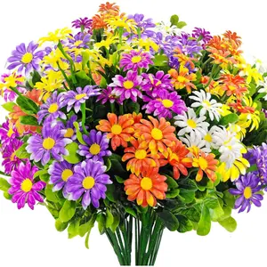 Artificial Daisy Flower, Plastic Flower Decoration, Plastic Floral Plant, 10pcs/set Faux Plants for Home Window Box Garden Planter, Home Decoration Bouquet, Decorative Flowers, Outdoor Fake Flowers, Home Decor Accessory, for Indoor Outside Decorations