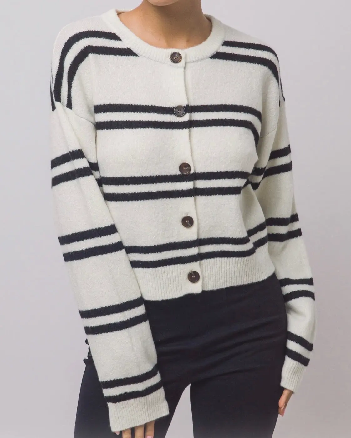 Yesi Striped Cardigan (Ivory)