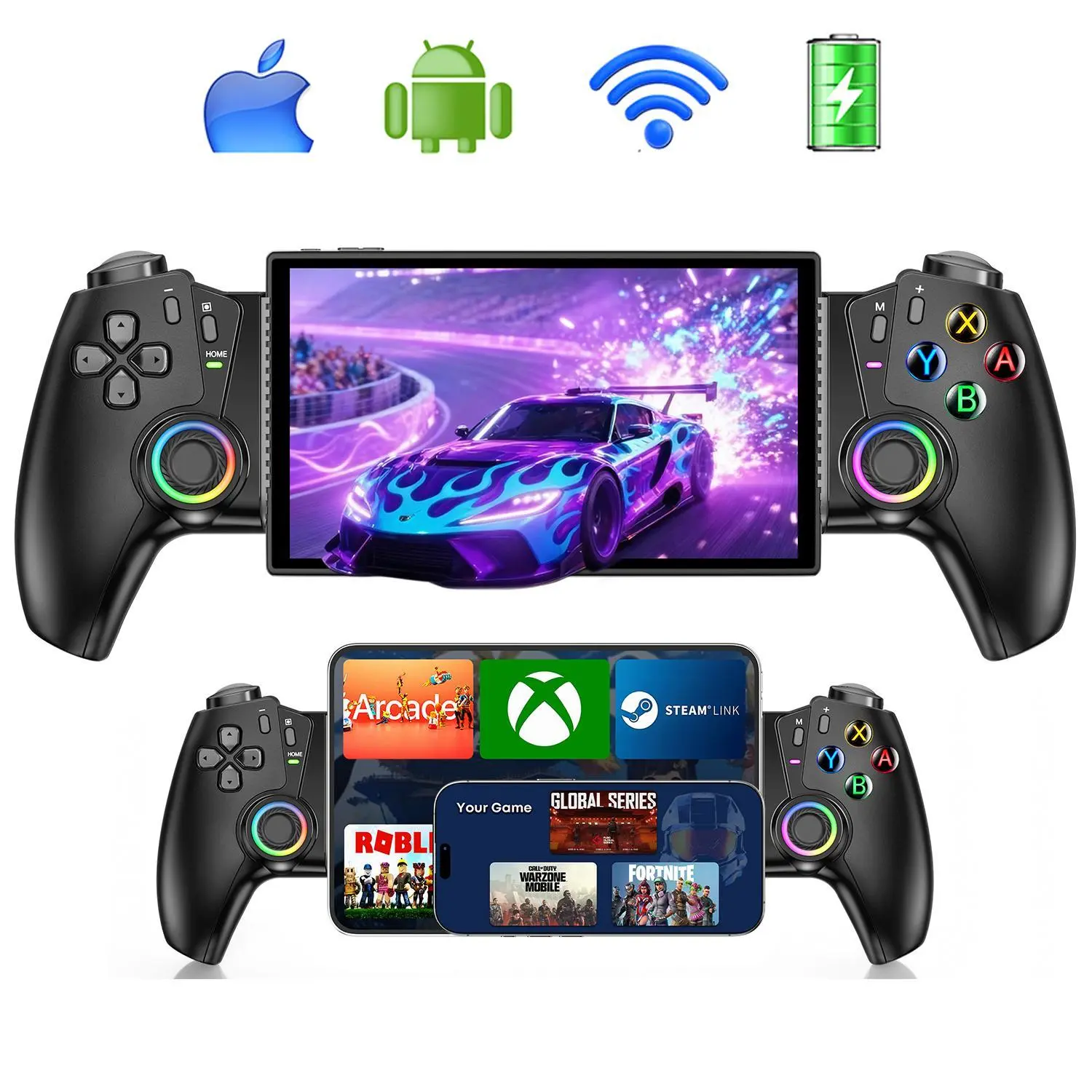 BEBONCOOL Plastic Custom Wireless Gaming Controller with Rubber Grip, Custom Macro Functions, Bluetooth for Nintendo Switch/Switch OLED/Switch2, Roblox Immersive Gaming Accessory for Mobile Phones