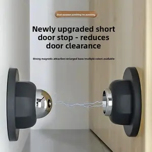 New Short No-Drill Silicone Door Stop, Strong Magnetic, Quiet, Anti-Collision for Hotels and Home Use
