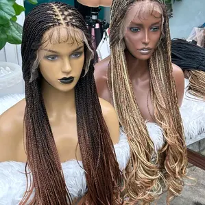 Two-tone and gold curly-end Braided wig.