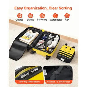 VEVOR Kids Luggage Set, 5 Piece, 18 Inch Hardside Rolling Wheels Suitcase with Backpack U-shape Pillow, Unicorn Kids Carry on Luggage Set, Holiday Birthday Gift for Girls Boys, Airline Approved