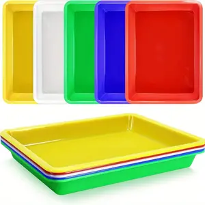 5pcs Plastic Art Trays, Stackable Activity Crafts Organizer, Serving, Jewelry Tray for DIY Projects, Painting, Beads, Organizing Supply