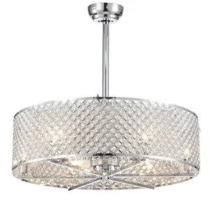 Warehouse of Tiffany CFL-8235REMO-CH 29 in. Miyaka 6-Light 3-Blade Lighted Ceiling Fan with Crystal Shade, Silver Chrome