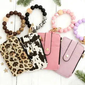 Bohemian Beaded Tassel Decor Keychain Credit Card Holder Wallet ID Bag Wristband Bracelet Multi-Functional Versatile Accessory with Beaded Tassels