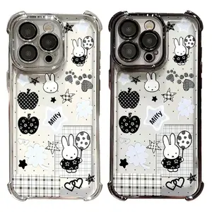 Cute Kawaii Miffy INS Painting Colorful Phone Cases For iPhone 17 Promax Pro Air 16 Plus 15 14 13 12 11 & Samsung Galaxy S26 S25 S24 S23 S22 S21 Ultra Plus FeTPU Transparent Shockproof Protective Cover Perfect Christmas Halloween Birthday Gift