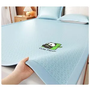 3pcs Panda Pattern Ice Silk Mat Set, Includes 1 Mattress + 2 Pillowcases, Summer Cooling Bedding Kit