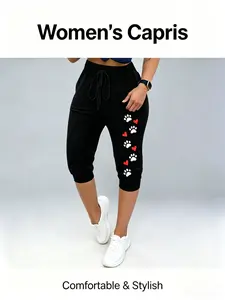 Spring Summer Women's Fitted Printed Pants, Casual Fashion Trousers, Comfortable Daily Wear, Stylish Ladies' Clothing