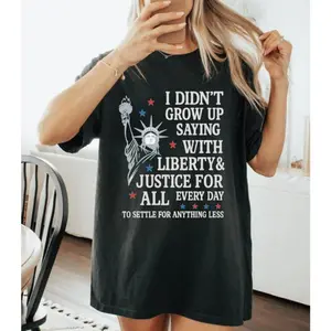 Patriotic T-Shirt, Liberty and Justice For All Shirt, 4th of July Shirt, Statue of Liberty Tee, American Pride Shirt, USA Independence Day Gifts