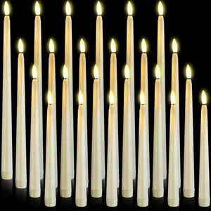 24 Pcs Flameless LED Taper Candles Battery Operated Candles 8.5'', 9.65'', 10.83'', 12.8'' Flameless Candlesticks Flickering for Halloween Church Wedding(Ivory)