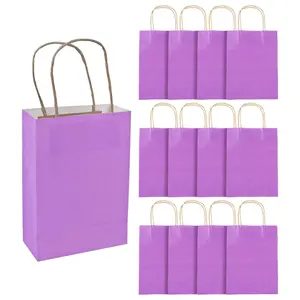 6 1/2" x 9" Medium Purple Kraft Paper Gift Bags - 12 Pc.
