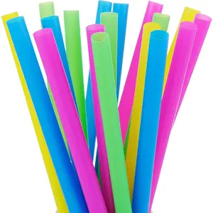 Extra Large Plastic Bubble Tea Smoothie Straws, 0.5" Wide X 8.5" Long Boba Straws