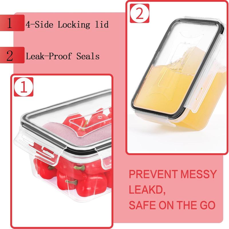 AISOON 40 PCS 85Oz Airtight Food Storage Set (20 Containers & Lids), BPA-Free,Leakproof, Microwave-Safe,for Kitchen Organization, Fruit Organizer Snackboxcontainer Square