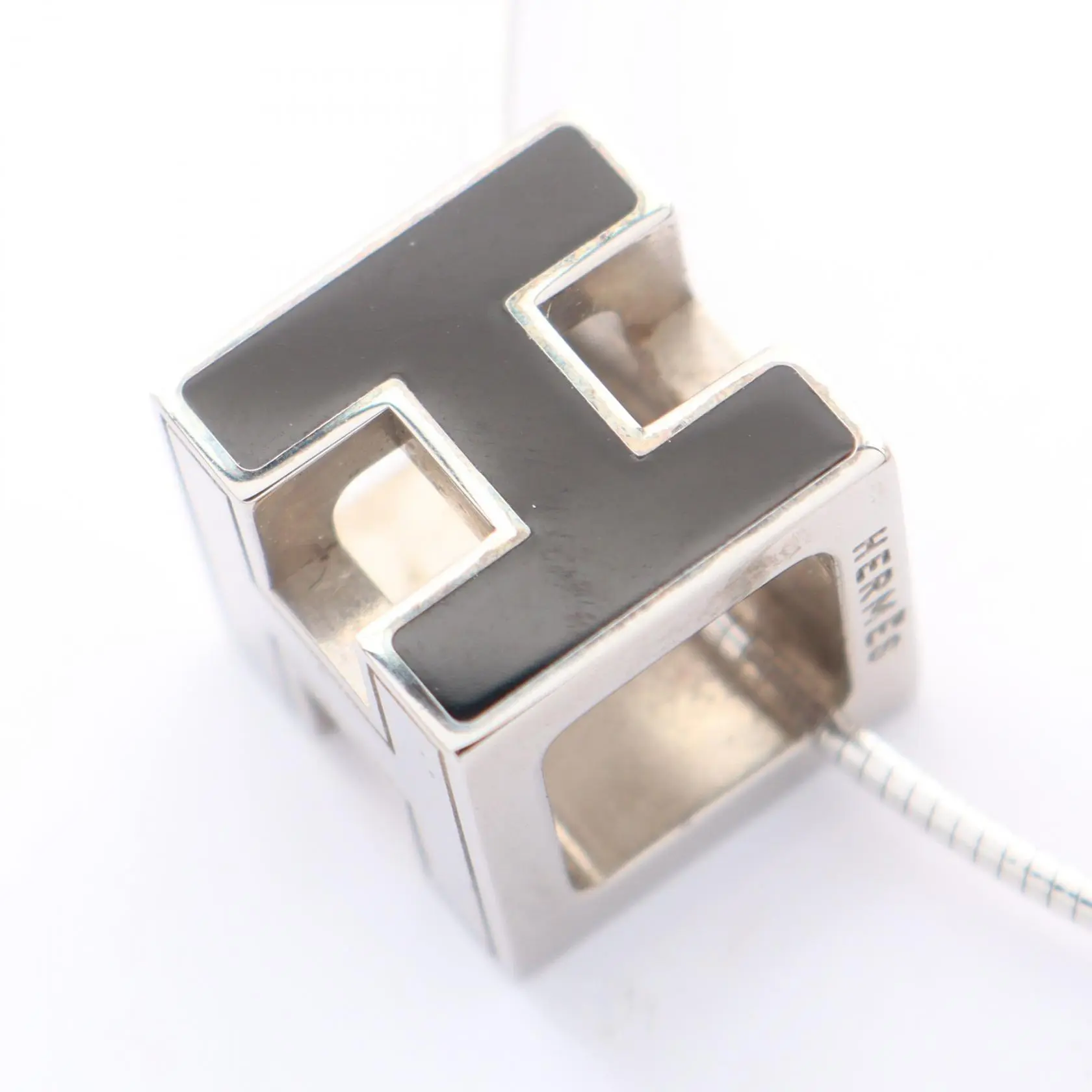 Pre-owned HERMÈS Stainless Small Leather Goods Hermes Cages d H Necklac Necklace