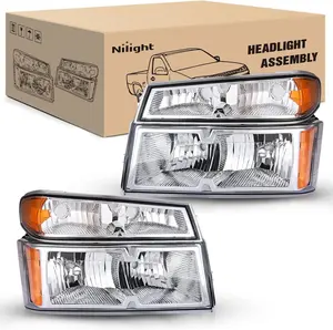 Nilight Chrome Housing Headlight Assembly with Headlight Cover - DOT Certified, IP65 Rated, OE Standard - for 2004-2012 Chevy Colorado/GMC Canyon, 2006-2008 Isuzu i-Series - Enhances Night Driving