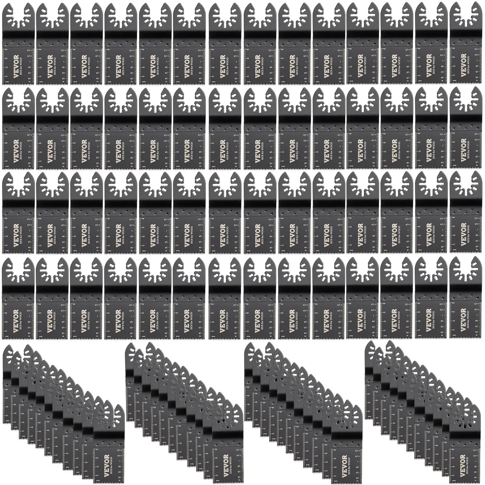 【Summerfinds】VEVOR 100PCS Oscillating Saw Blades,  , Quick Release Multitool Blades Kit, HCS Tool Blades for Wood Plastic Metal Nails Bolts, Compatible with Dewalt Dremel Fein Worx Bosch Makita Milwaukee VEVOR Super Brand Day