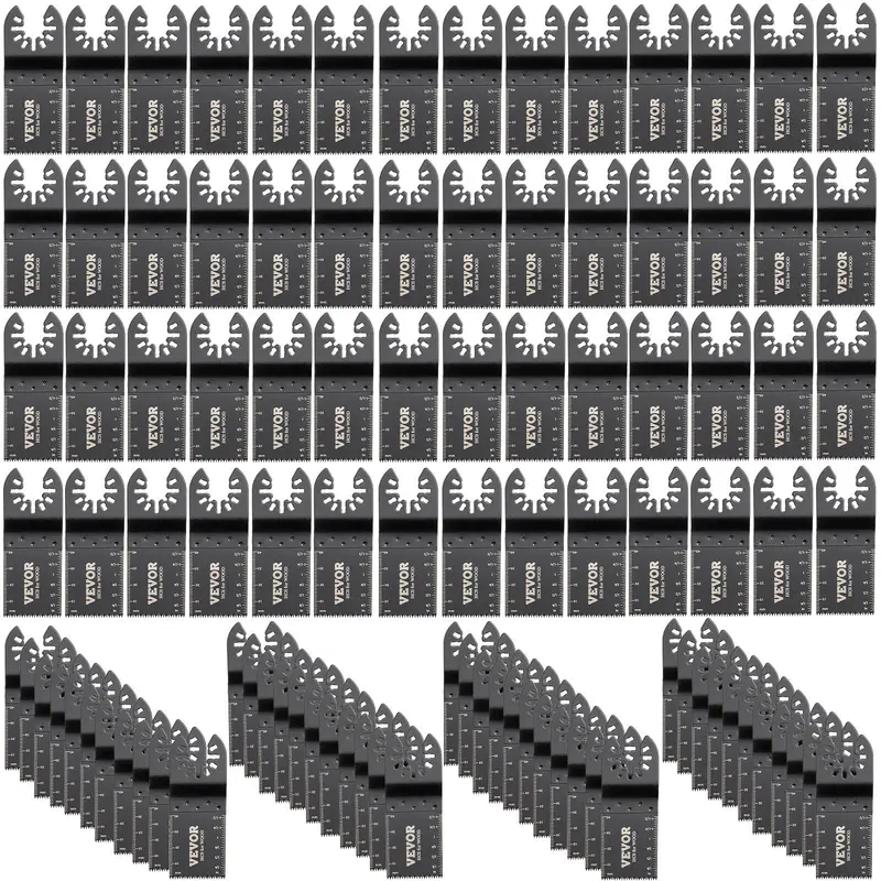 【Fallpicks】VEVOR 100PCS HCS Steel Oscillating Cutting Saw Blade Replacements, Quick Release Multitool Kit with Rigid Holder, 1-Inch Standard Size Blades for Wood/Metal, Compatible with Dewalt Dremel Fein Worx Bosch Makita Milwaukee Chicago Craftsman Tools