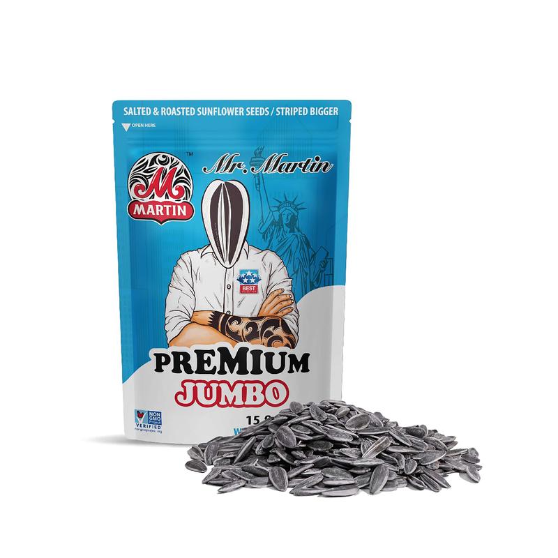 Mr. Martin Freshly Roasted Salted Premium Jumbo Stripped In-Shell Sunflower Seeds - Pack of 12