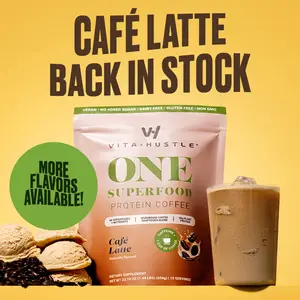 VitaHustle ONE Superfood 20G Plant Protein, KSM-66 Ashwagandha, Vitamins, Daily Greens, Adaptogens, Pre+Probiotics, Vegan, Dairy-Free, Gluten-Free, Non-GMO