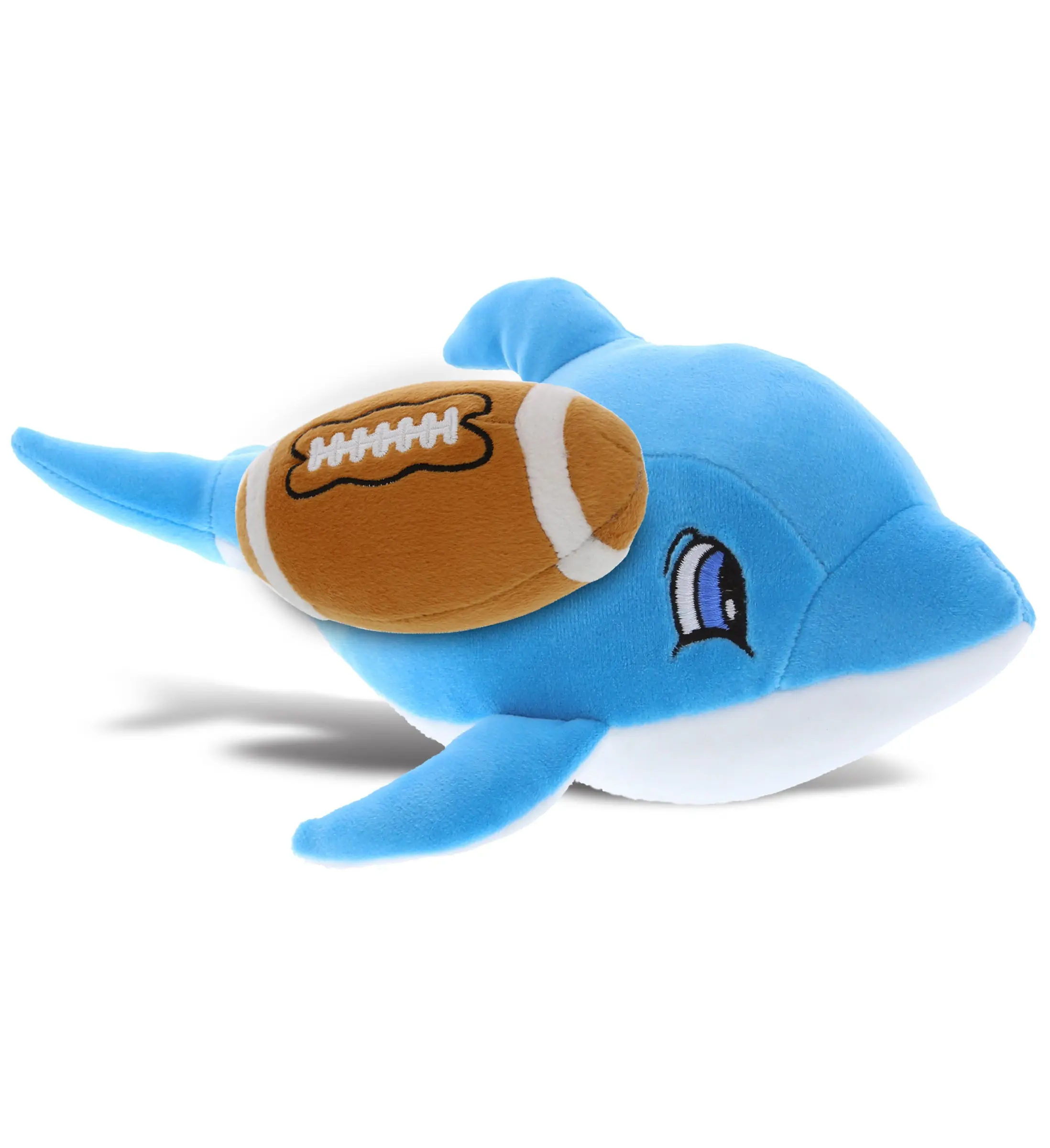 DOLLIBU Super Soft Plush Football Stuffed Toy - Baby-Soft, Huggable, Blue Dolphin Design, Polyester Filling, Plush Stuffed Toys, Fluffy Stuffed Toys