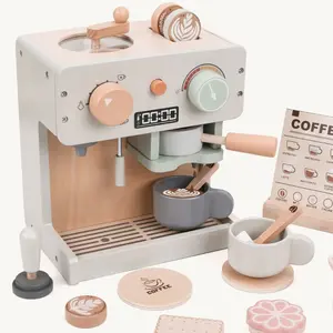 Wooden Pretend Coffee Machine Toy Set, Realistic Kitchen Play Game, Role-Playing Early Education Puzzle Game