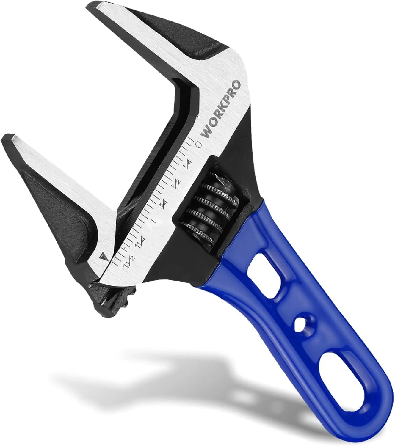 6-Inch Stubby Adjustable Wrench, Extra Wide Jaw 1.5-Inch Opening, Compact CR-V Steel Wrench with Metric & SAE Scales