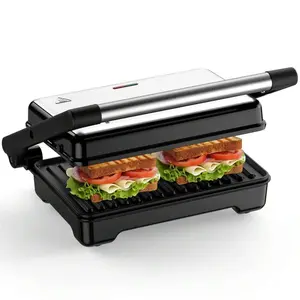 YASHE YASHE Panini Grill Press, 1200 W Sandwich Maker, Panini Maker With Non-Stick Coated Cast Aluminum Plates, Fits 2 Slices Of Bread, 180-Degree Opening, Easy To Clean,Versatile Use