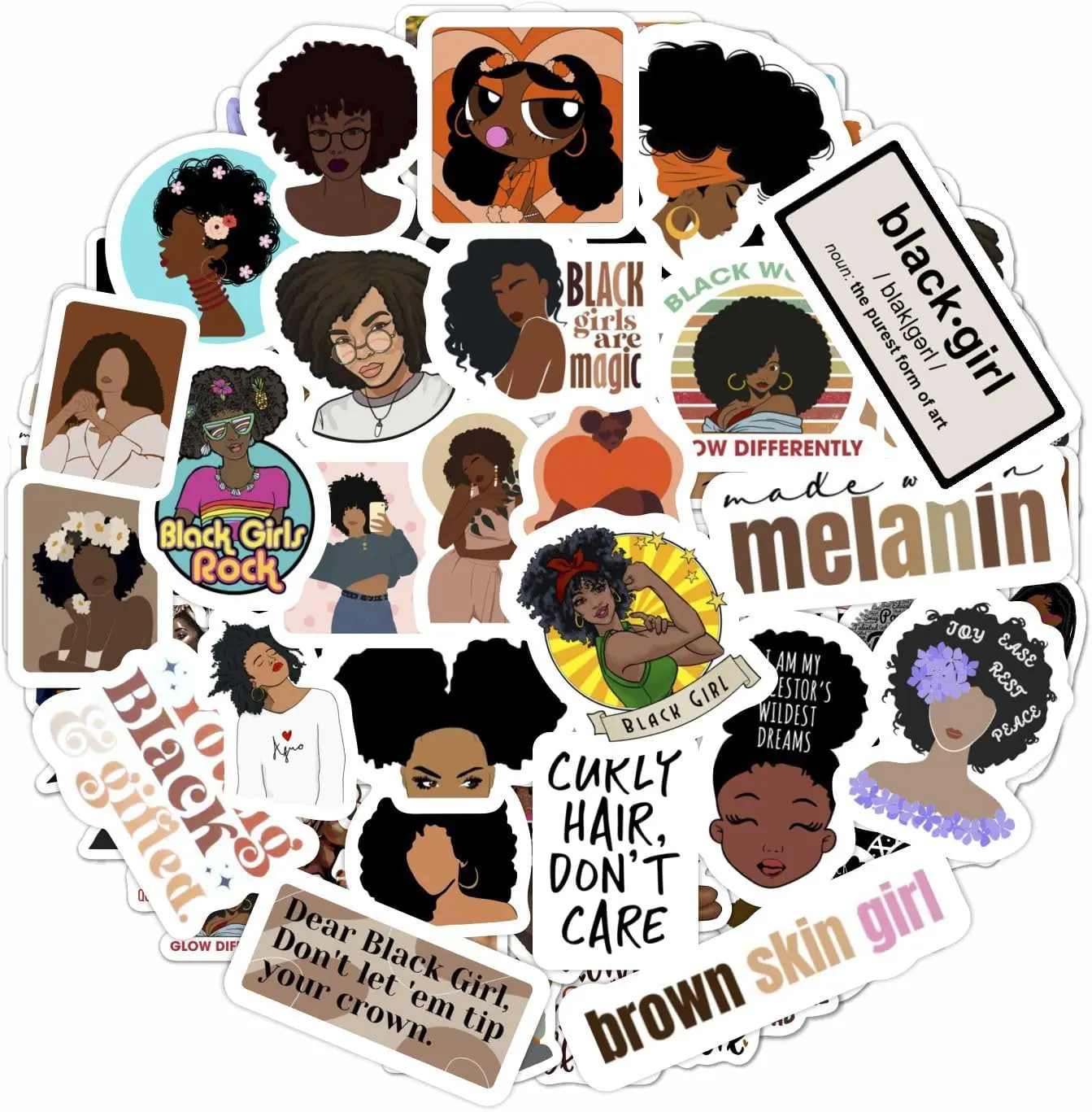 Bulbacraft 100Pcs Black Girl Stickers for Planners and Journals - Black Girl Magic Gifts, Women Vision Board Laptop Decals, Gifts for Women & Men VictorySell