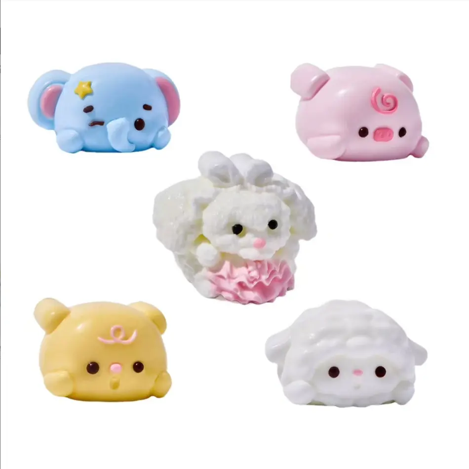 Taba Squishy Back To School Handmade Mini Animal Head Squishy Toy Set, 5 Styles Kawaii Pig Bear Lamb Elephant Plush‑Look Slow Rising Fidget Squeeze Toy, Soft Sensory Stress‑Relief Collectible, Mini Backpack Bag Charm Gift for Teens