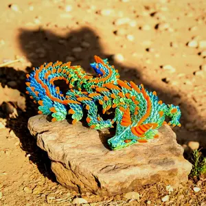 Articulated Dragon Figurine – 17 Inch 3D Printed Fidget Toy, Custom Colors, Made in USA