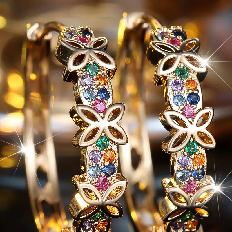 Women's Butterfly Design Stackable Hoop Earrings - Metal Coating, Geometric Fashion Chic Accessories for Female Casual Wear, Anniversary Gift Jewelry