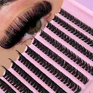 200pcs D Curl 8-16mm Mixed D-Curl Diy Clustered 3D Fluffy Dense 80D Fake Eyelashes, Curling Strip Lashes, Diy At Home, Beginner Friendly, Portable For Travel, Easy To Use, Enlarge Eyes, Suit For Night Party, Wedding