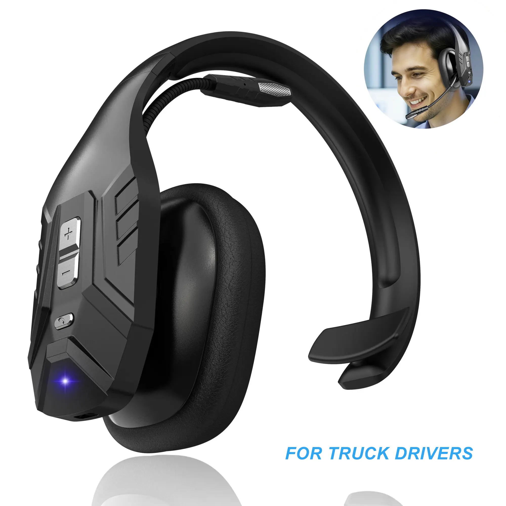 Wireless Trucker Bluetooth Headset, Wireless Headphones with AI Noise-Cancelling Mic for Clear Communication and Comfortable Fit Computer driver Office work time pc headset pc Tiktokshopcreatorpicks Adjustable gaming headset 50 playtime earbuds audifonos