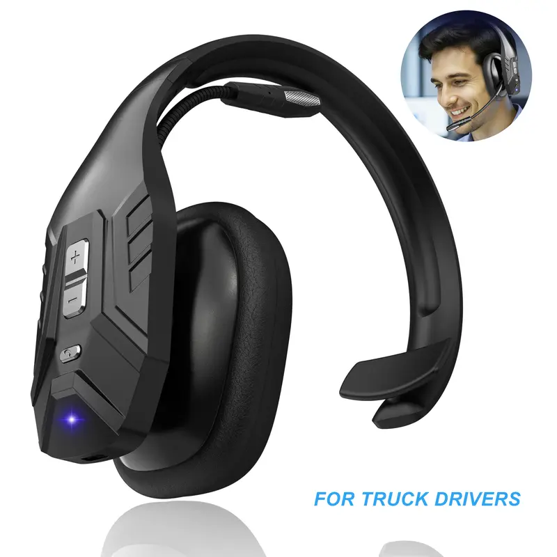 Trucker Noise Cancelling Over-Ear Wireless Headset - Wireless Headset Audio, 59ft Range, AI Mic, Shockproof Plastic, Adjustable Fit, 65h Music Play, HD Sound, Cable Management, Stable Connection for Office, Computer Drivers (TikTok Shop Creator Picks)
