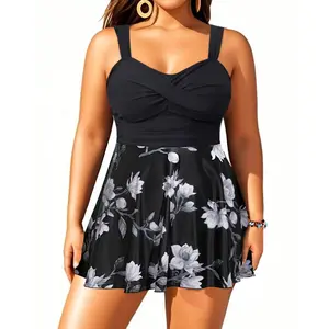 Aqua Eve Plus Size Two Piece Swimsuits for Women Tankini Bathing Suits Flowy Swim Dress with Shorts  SwimWeek  summervibes