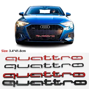 Car 3D Stereo Logo Decoration Sticker, Front Grille Emblem Upgrade, Engine Hood Mark Decal, Body Exterior Accessories for Audi A3 A4 A5 A6 A6L A7 A8 Q3 Q5 Q7 S3 S4 S5 RS3 RS4 RS6